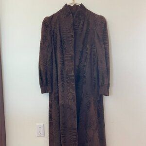 Full Length Russian Broadtail Lamb Coat, Cognac Brown, by Telese NYC, Vintage